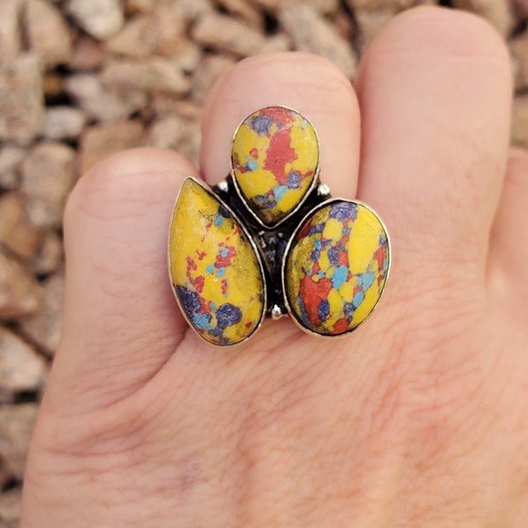New Mosaic Balloon Jasper 925 Silver Ring. - Picture 6 of 12